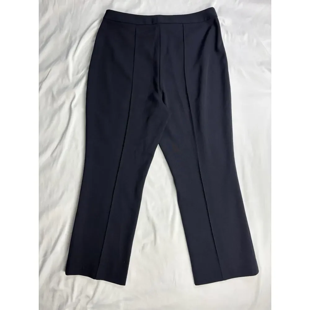 Tory Burch Twill Khaki Pant Navy Front Zip Pintuck Dress Pants Sz 18 Career NWT